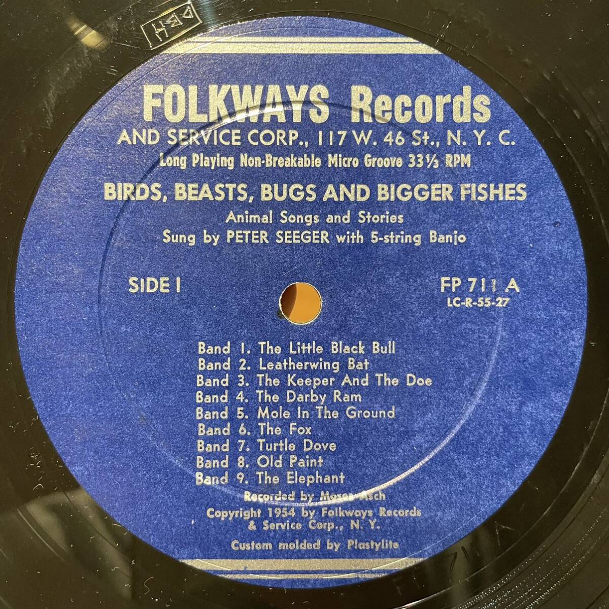 【US盤Folkways】Pete Seeger Birds Beasts Bugs And Bigger Fishes (1955) FP 7011 10inch 深溝あり50年代深青レーベル レアの画像4