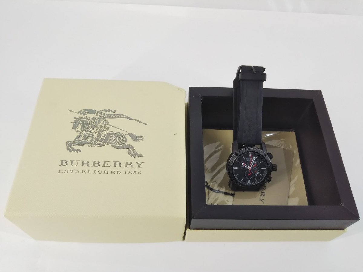 BURBERRY バーバリー 腕時計 メンズ SPORT スポーツ クロノグラフ BU7701 ブラック文字盤 ラウンドフェイス デイト 難有_画像1