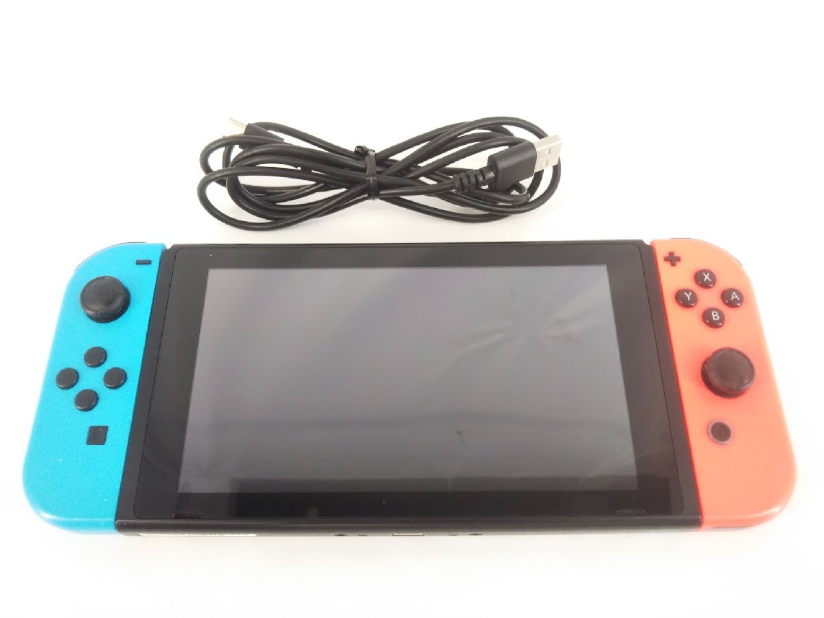 任天堂 Nintendo Switch 初期型 箱無し本体のみ Joy-Con(L) ネオンブルー/(R) ネオンレッド 充電器付属_画像1