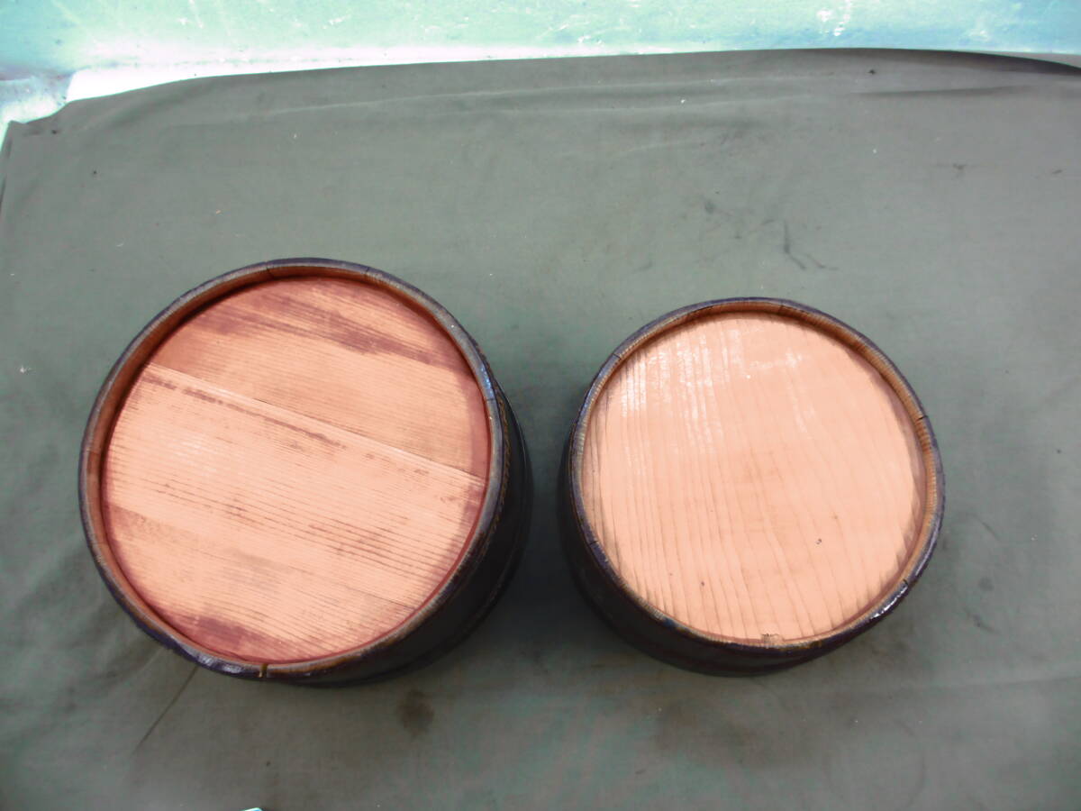 昭和レトロ　桶　木製 銅製枠 酢飯 すし桶 洗い桶　漆塗り　古民具 _画像5