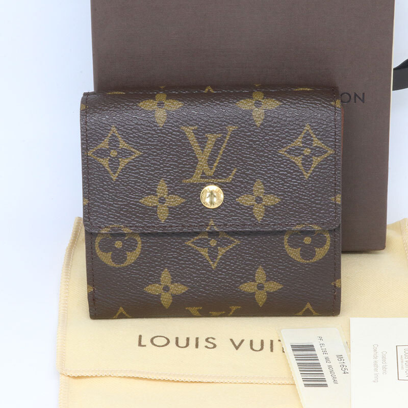 美品！ Louis Vuitton ルイヴィトン モノグラム M61654 ポルトフォイユ エリーズ Wホック 折り財布 （質屋 藤千商店）