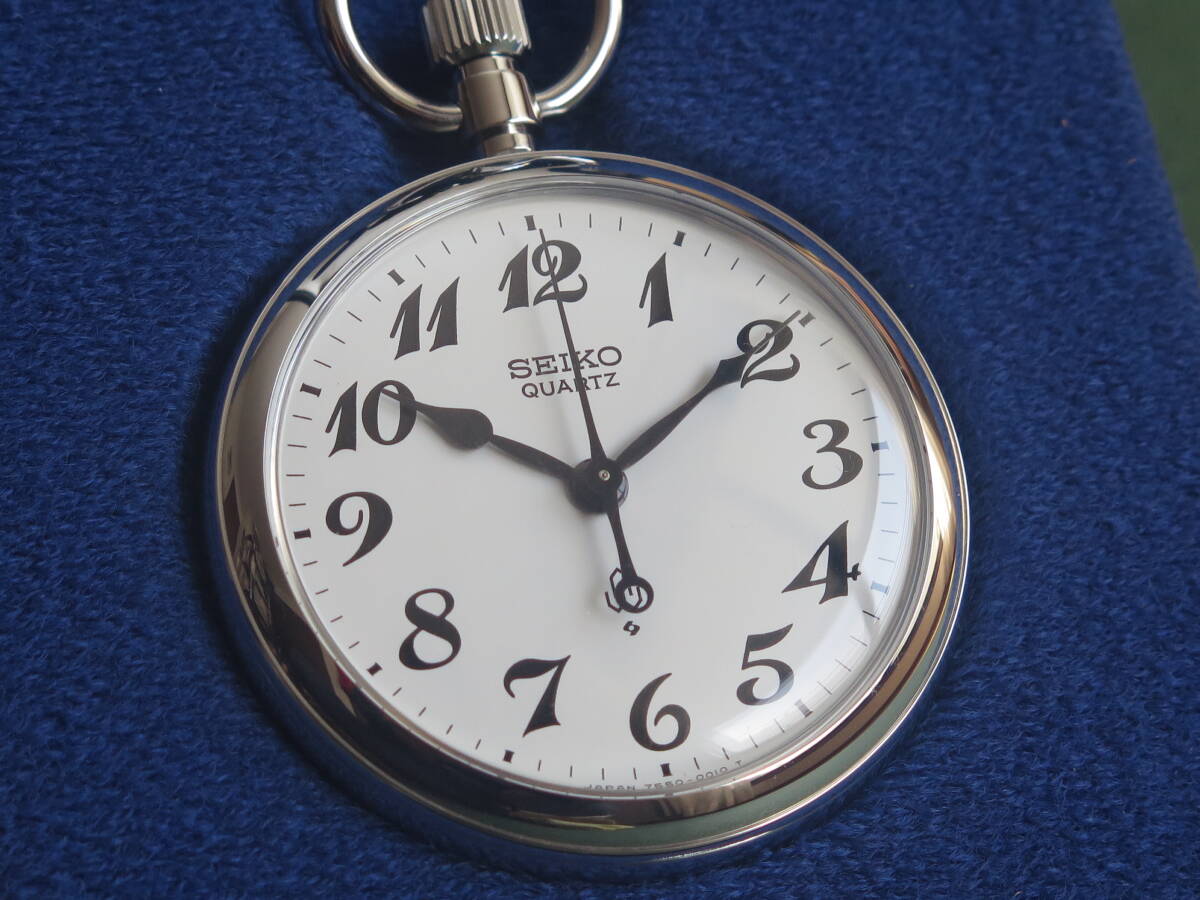 セイコー 懐中時計、鉄道時計『上越新幹線開業記念』刻印 稼動品 クオーツ 7550-001Bの画像5