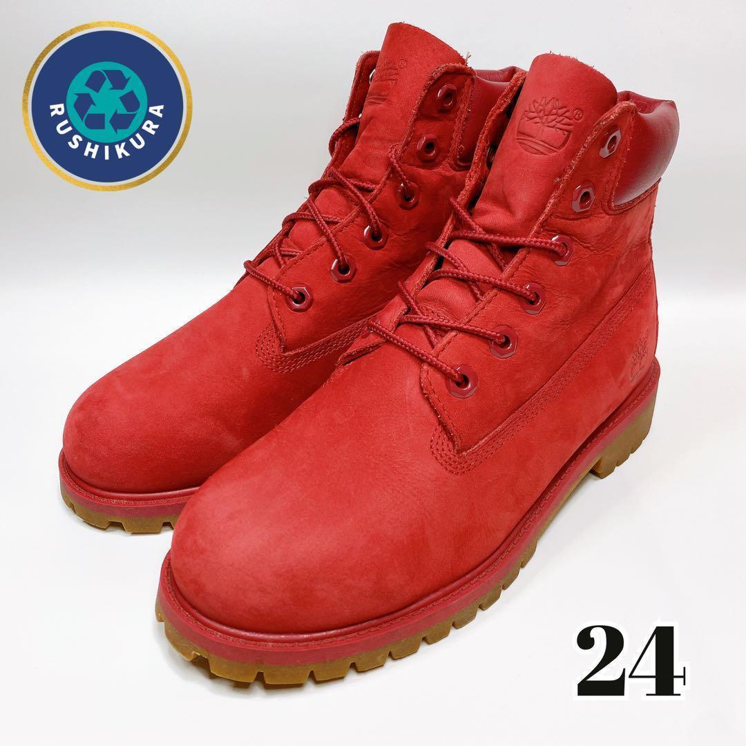 Timberland 6インチ プレミアムブーツ ウォータープルーフ 24 赤_画像1