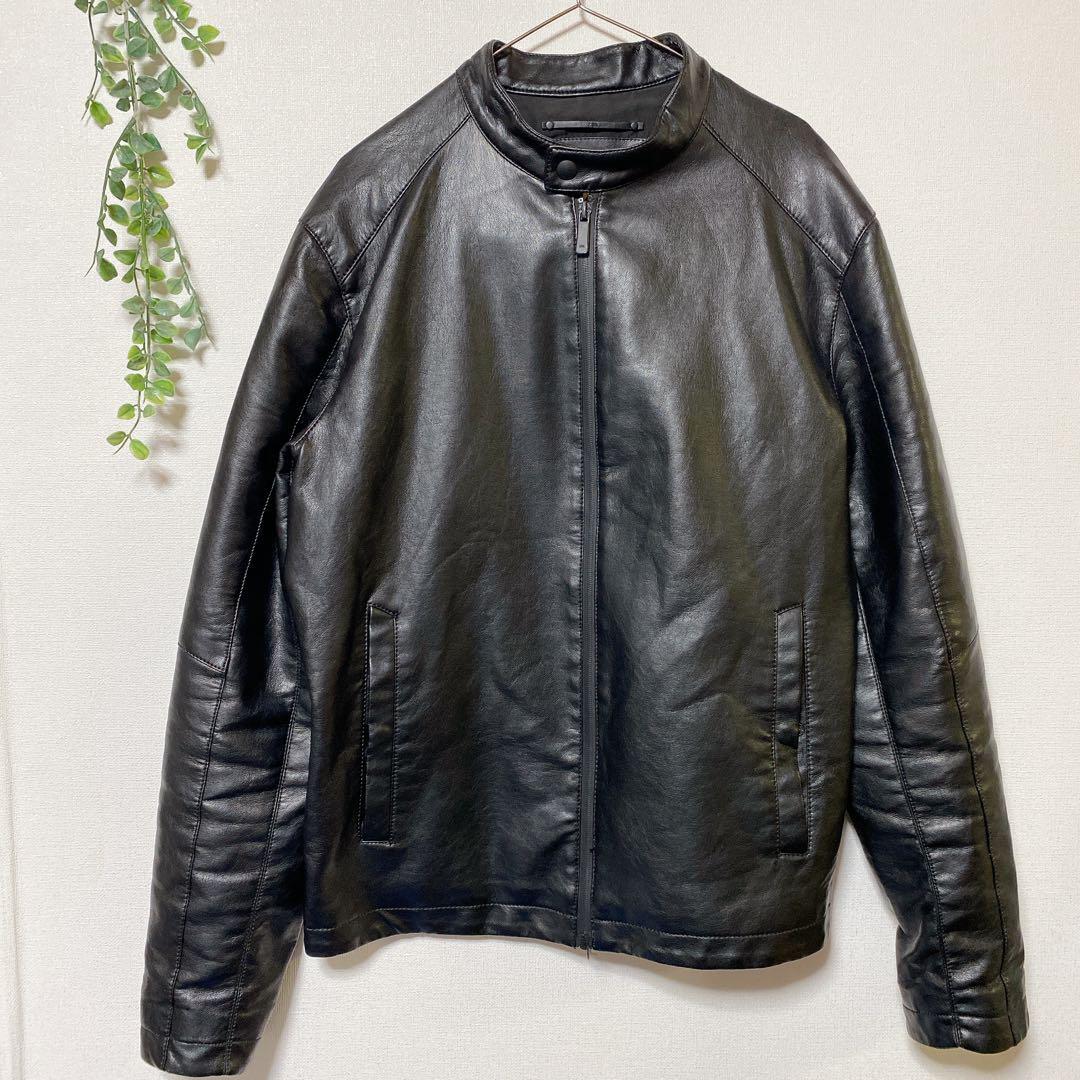 ZARA シングルライダースジャケット XL 黒 エコレザー