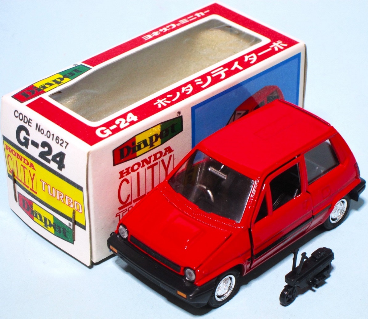 米沢 1983 ダイヤペット G-24 ホンダ 初代 シティ ターボ 赤 レッド 小さなモトコンポ付属 箱付き 美品 HONDA CITY TURBO Iの画像1