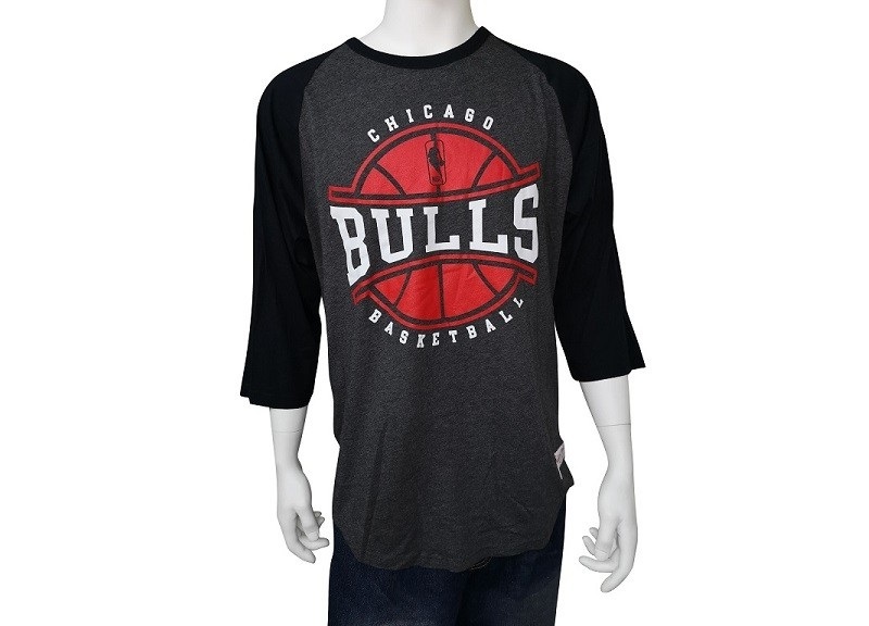 nts-4074A-0053-L Mitchell＆Ness NBA Chicago Bulls ミッチェルアンドネス 七分袖 Ｔシャツ ラグラン L_画像1