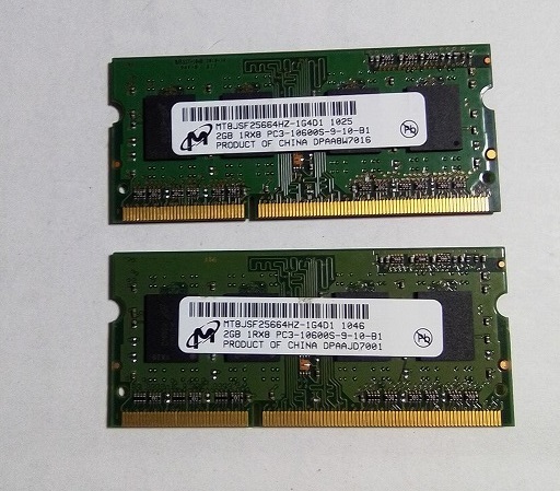 Micron PC3L-12800S 4GB 2GBｘ2枚組_画像1