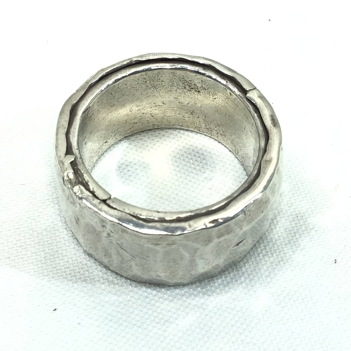 [ Showa Retro * Vintage * rare ]ma Leica buy extra-large width wide hand strike .SILVER silver 925 stamp ring ring, approximately 23 number width approximately 12mm two -ply structure approximately 29g