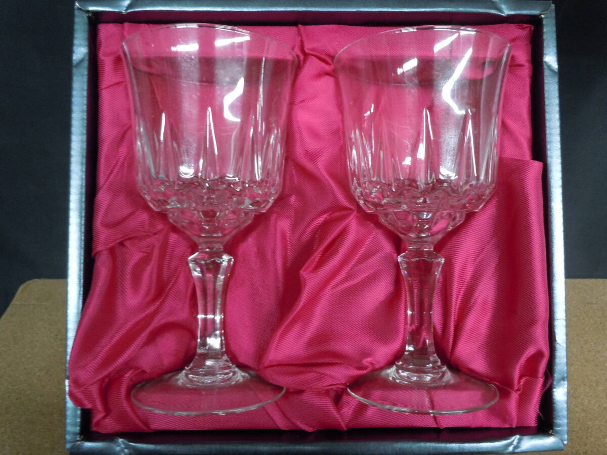 ◆ワイングラス ペア CRISTAL PAIR WINE GLASS 直径7.3ｃｍ×高さ14.3ｃｍ※現状品■６０の画像2