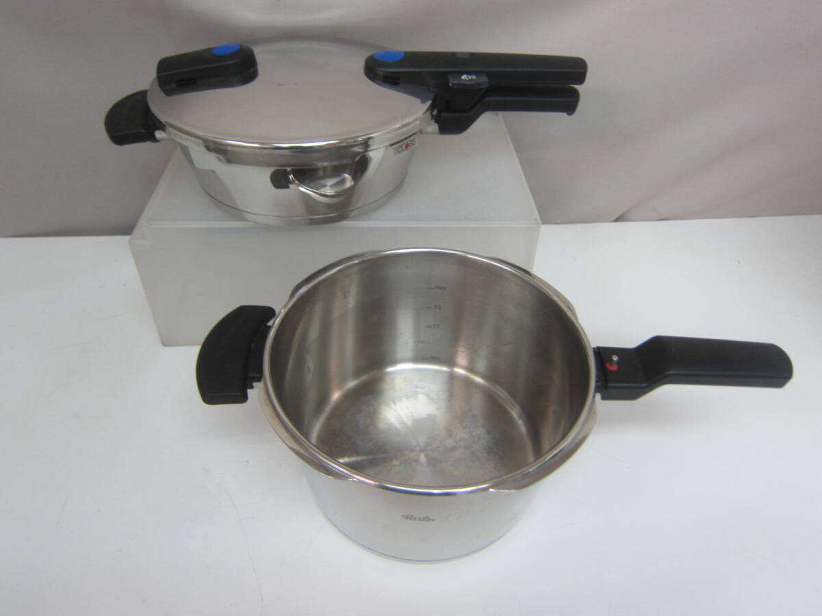 *6) summarize one hand pressure cooker *fisla-[fissler] cover -1.,. saucepan 2.5L& deep saucepan 4.5L IH correspondence box, instructions none * use impression present condition goods #100