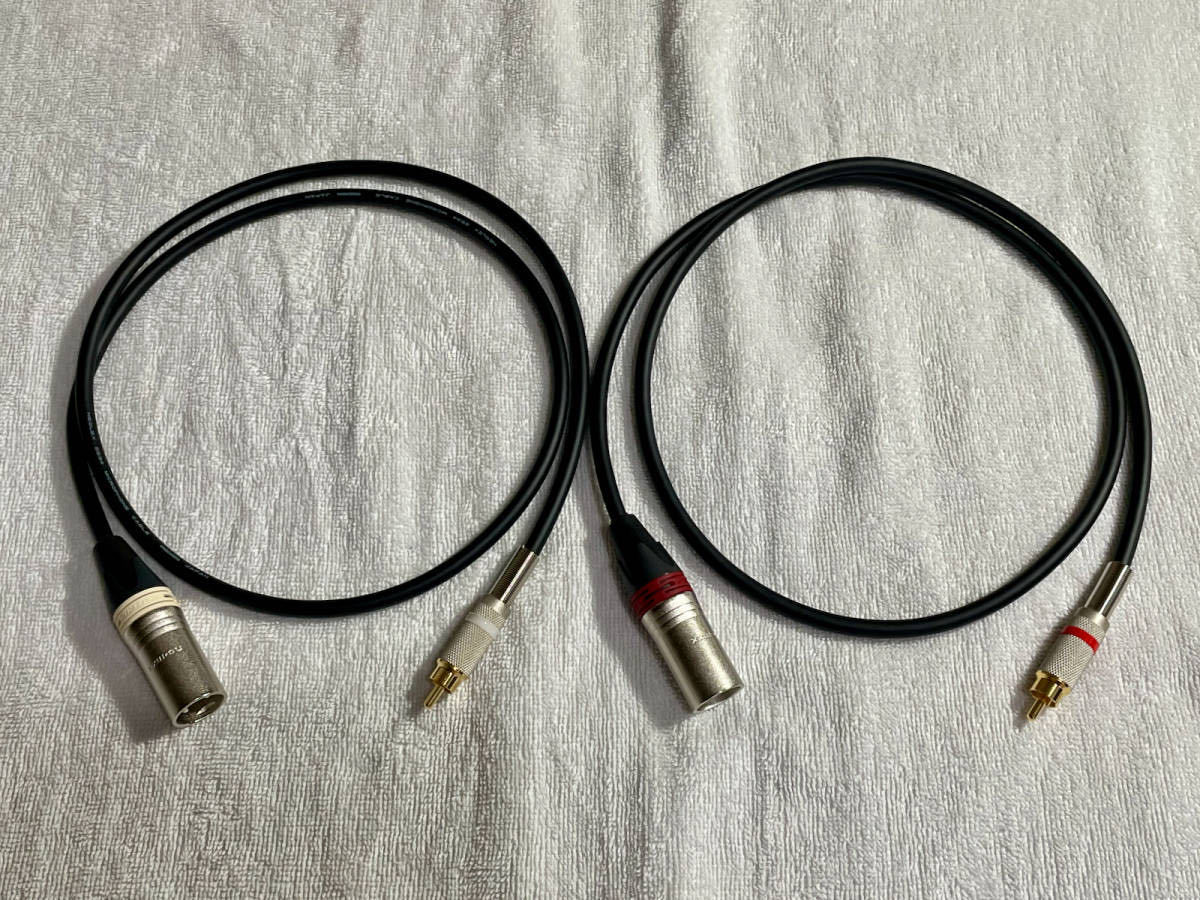 ☆MOGAMI 2534 XLR(オス)-RCA 変換ケーブル 1m 2本セット 新品_画像1