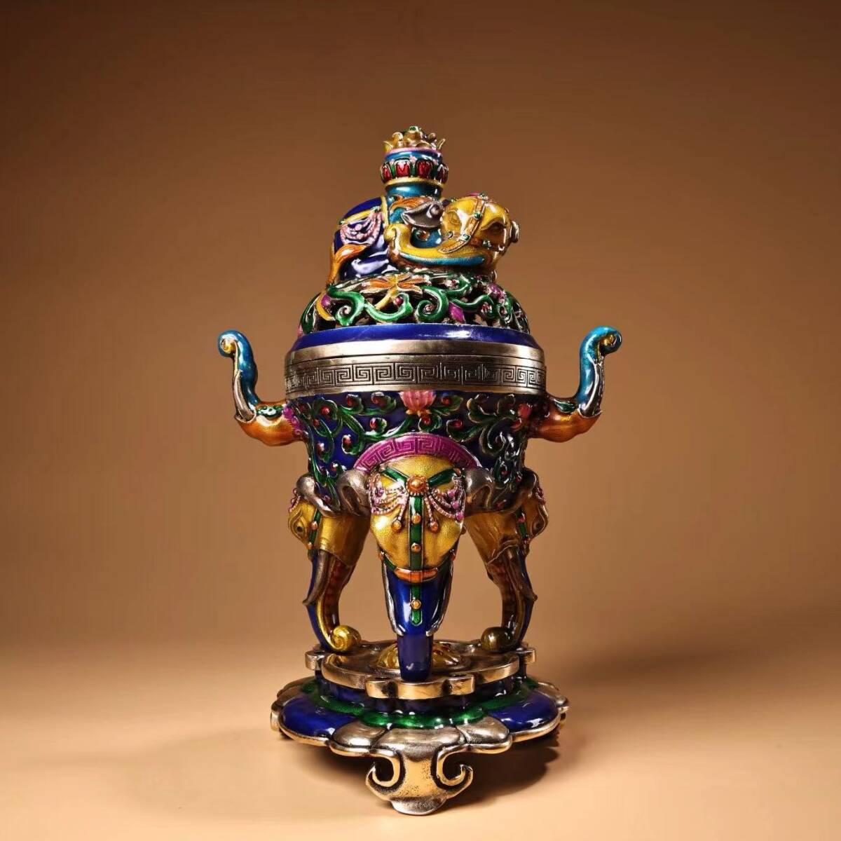 古寶奇蔵】銅製・景泰藍・琺瑯彩・花卉紋・供碗・置物・賞物 古寶奇蔵】銅製・景泰藍・琺瑯彩・花卉紋・供碗・置物・賞物