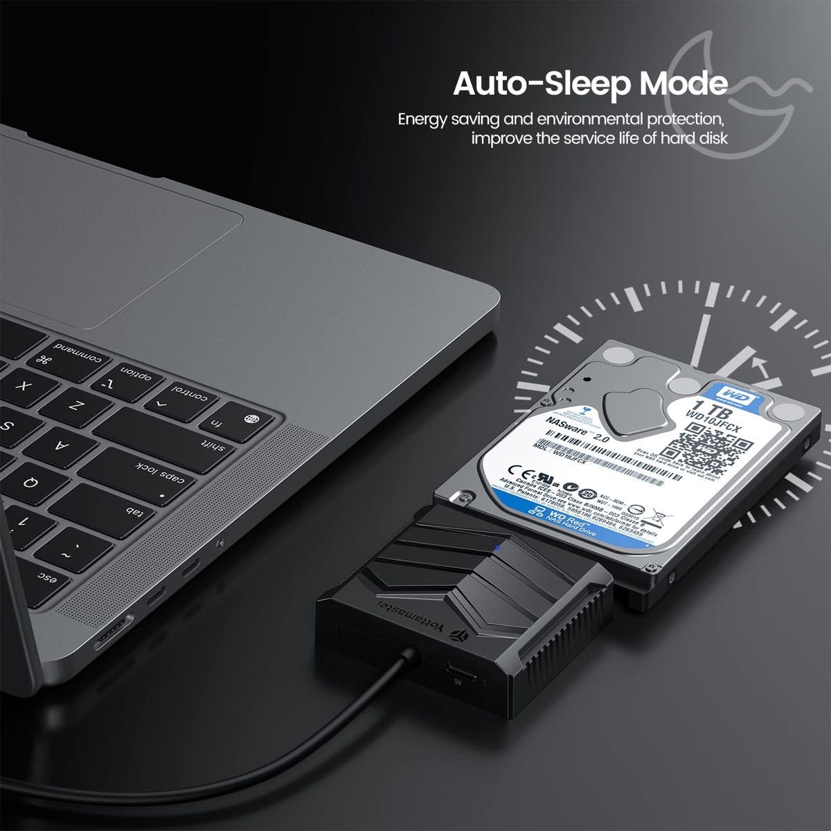 Yottamaster SATA - USB A アダプターケーブル 3.5対応 5V 電源アダプター付き - 0.5m ケーブル