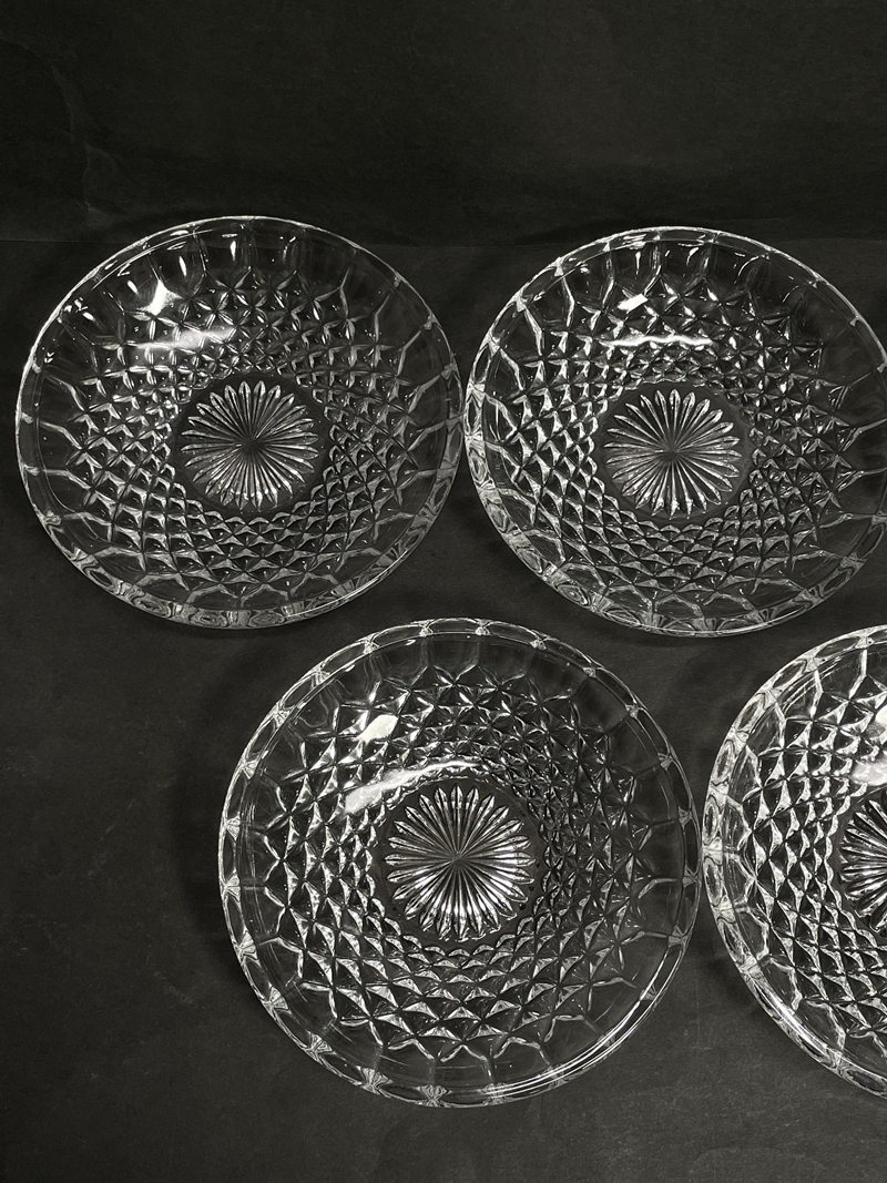 ● コレクター必見 ガラスプレート 5客 お皿 小皿 直径13cm ガラス製 食器 レトロ コレクション ma63の画像2