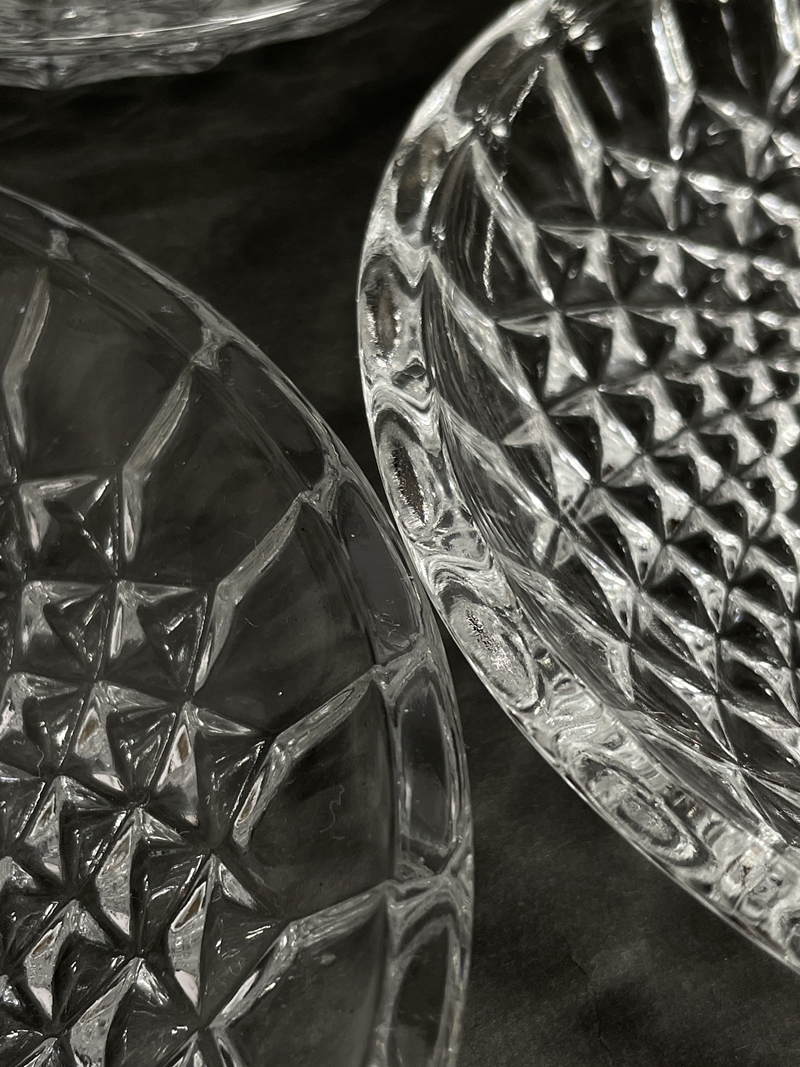 ● コレクター必見 ガラスプレート 5客 お皿 小皿 直径13cm ガラス製 食器 レトロ コレクション ma63の画像4