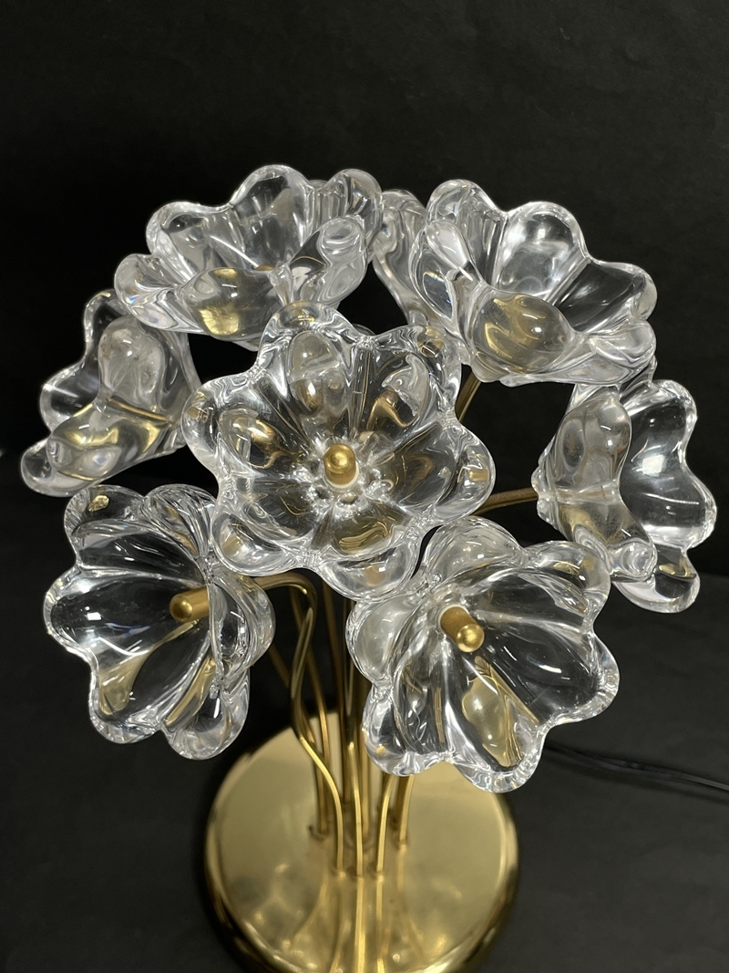 ● コレクター必見 HOYA ホヤ テーブルランプ クリスタルガラス 花型 照明器具 ランプ インテリア 飾り 置物 照明 ma230_画像4