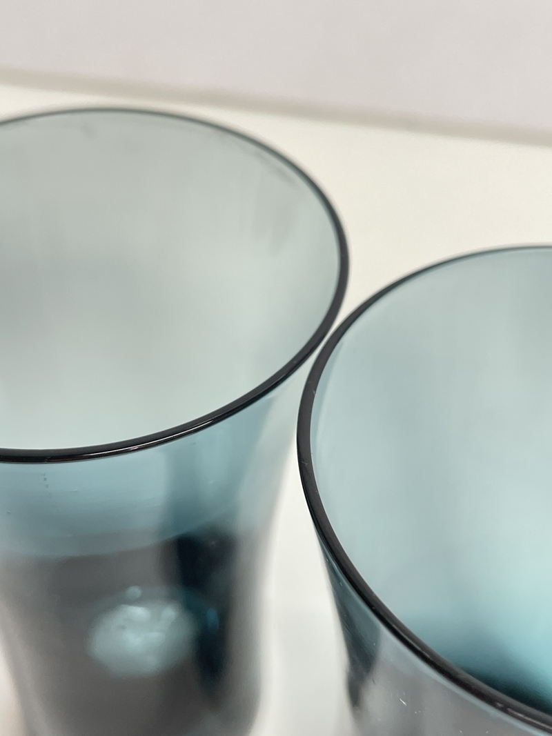 ● コレクター必見 未使用 レトロ ガラス タンブラー コップ 5客 グラス ブルー系 レッド系 おしゃれ かわいい ma284の画像5
