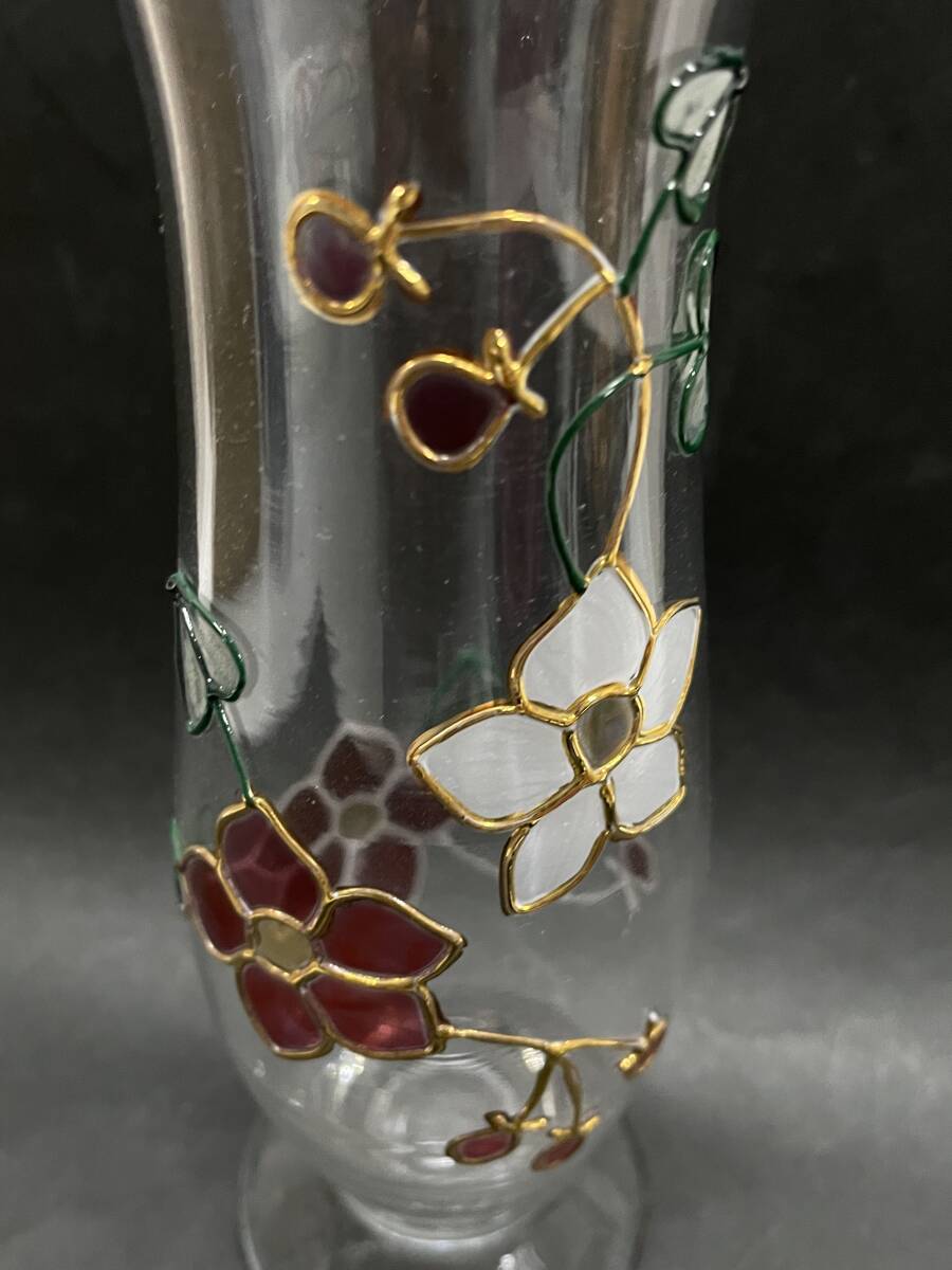 ★コレクター必見 ガラス製 フラワーベース 花器 花瓶 一輪挿し ステンドグラス風 アンティーク レトロ 置き物 飾り コレクション T291の画像3