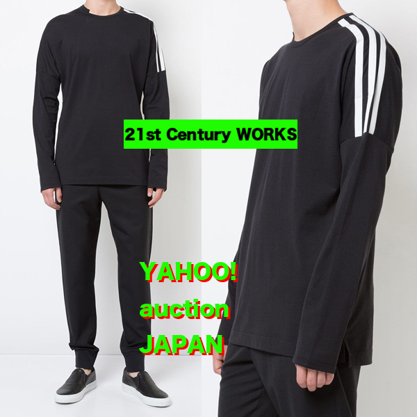 Y-3 18SS 3ps.@ line Drop shoulder cut and sewn black XS rare!