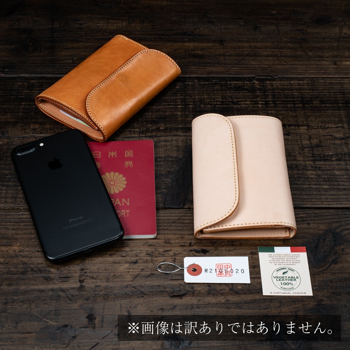 【展示品】新品 本革 フルレザー 訳あり メンズ 三つ折り 財布 未使用 送料無料 ヌメ革 牛革 二つ折り 1円 ハンドメイド 男 天然 田中革具_画像9