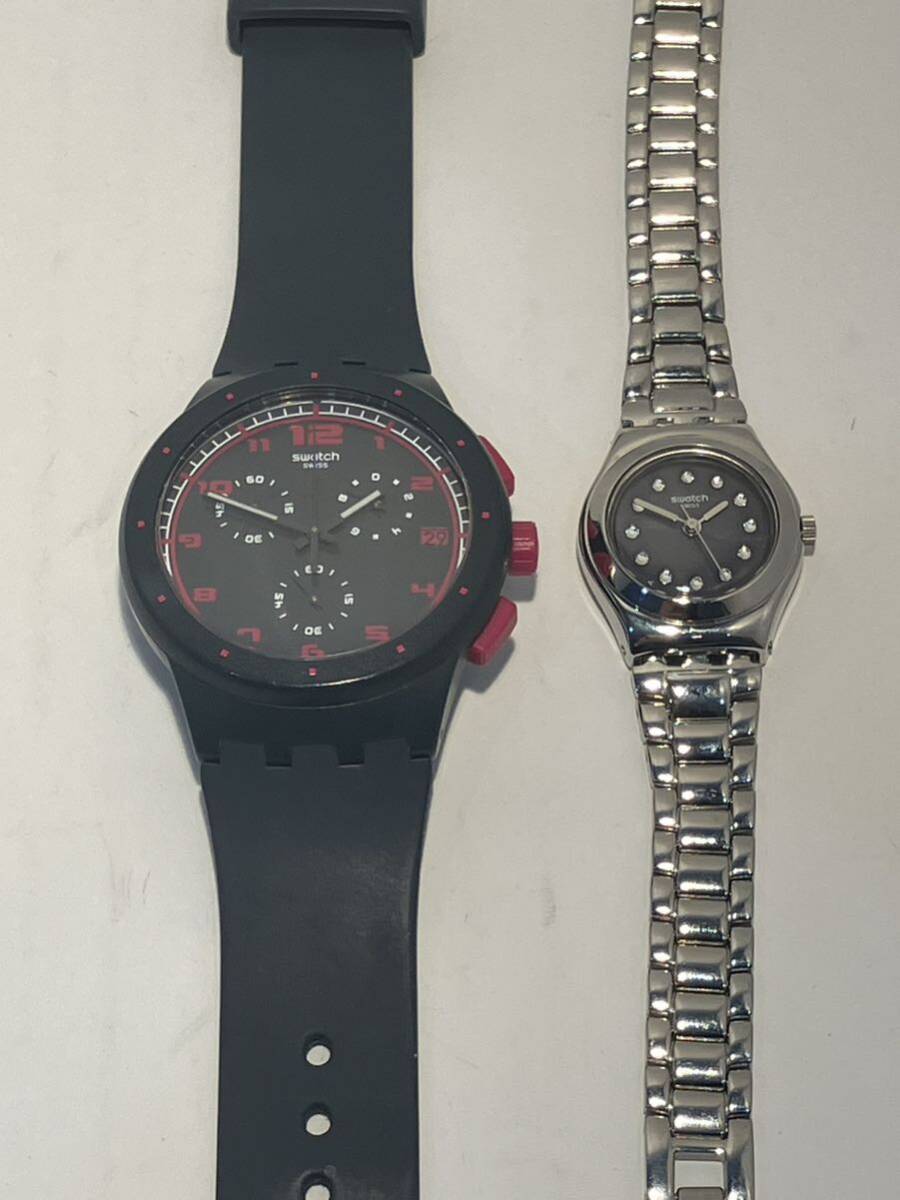 【稼働品】swatch IRONY スウォッチ SR936SW クォーツ 腕時計 ステンレス製 ラバー製 2点まとめ_画像1