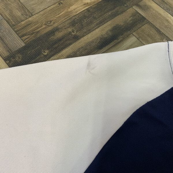 ヤM433 トーヨータイヤ 企業ロゴ 半袖トップス Tシャツ ネイビー ホワイト フリー メンズ 汚れあり_画像6