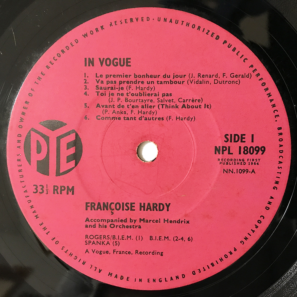 UK イギリス盤 ORIG LP■Francoise Hardy■In Vogue■Pye 2ndアルバム ピンク・ラベル モノラル【試聴できます】の画像5