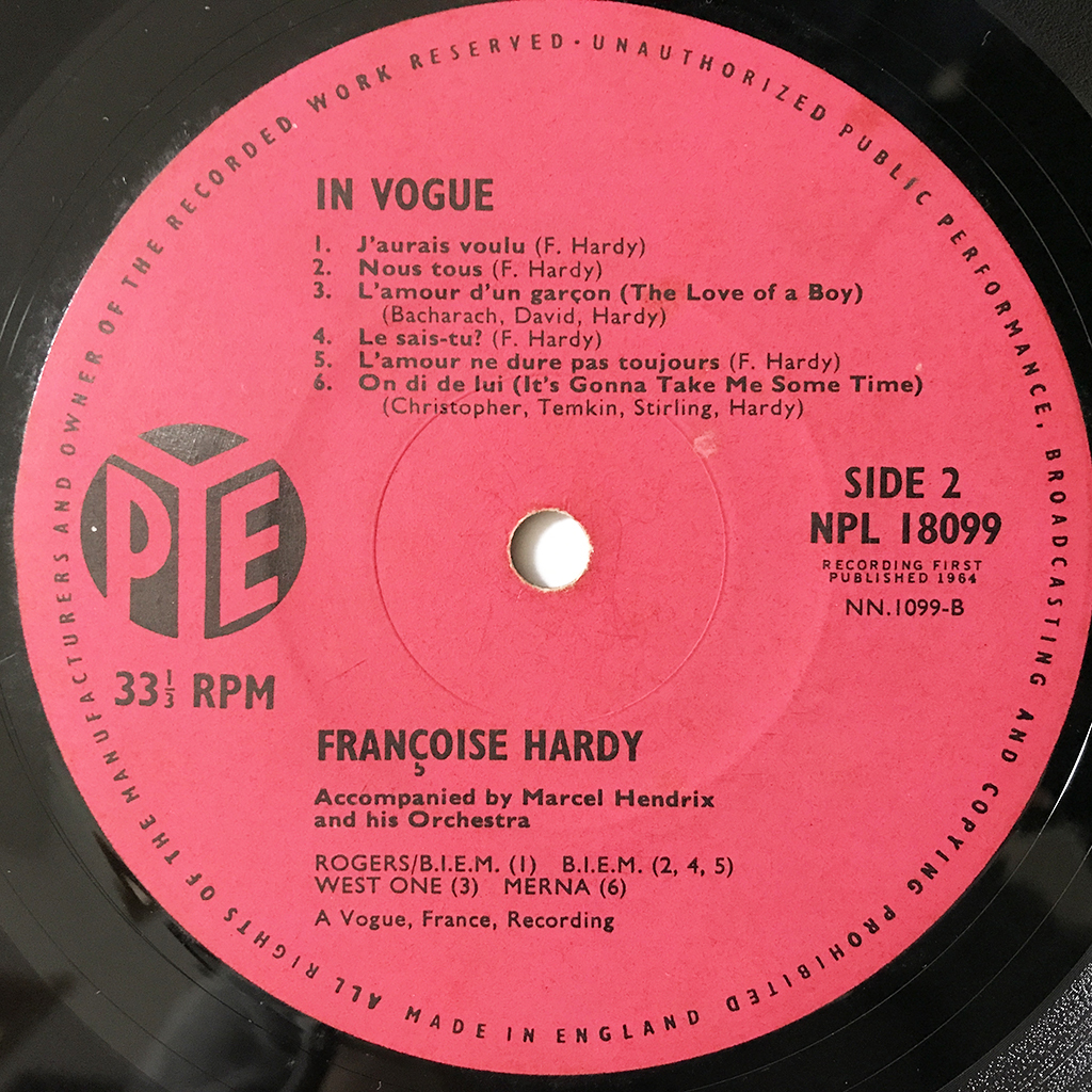 UK イギリス盤 ORIG LP■Francoise Hardy■In Vogue■Pye 2ndアルバム ピンク・ラベル モノラル【試聴できます】の画像6
