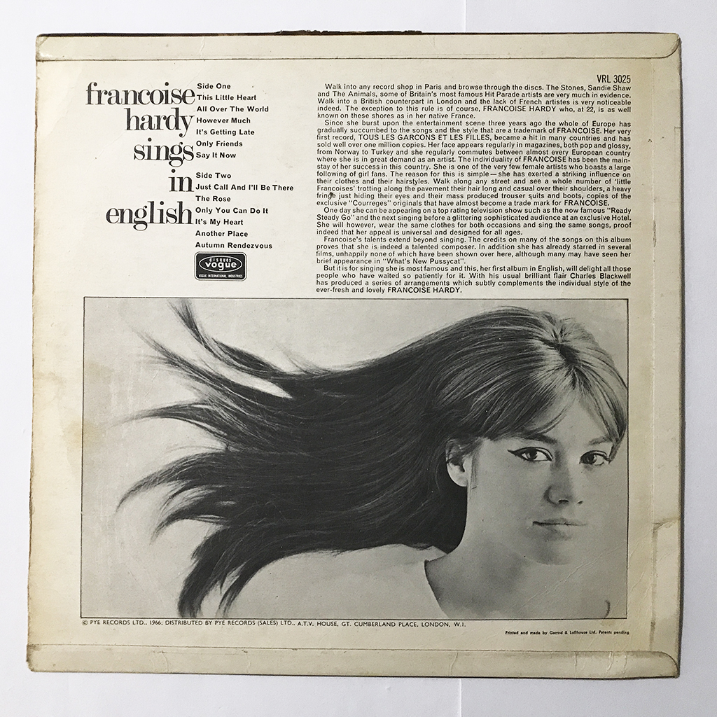 UKイギリス盤 ORIG LP■Francoise Hardy■Sings In English■Disques Vogue 「All Over The World」収録 モノラル【試聴できます】の画像3