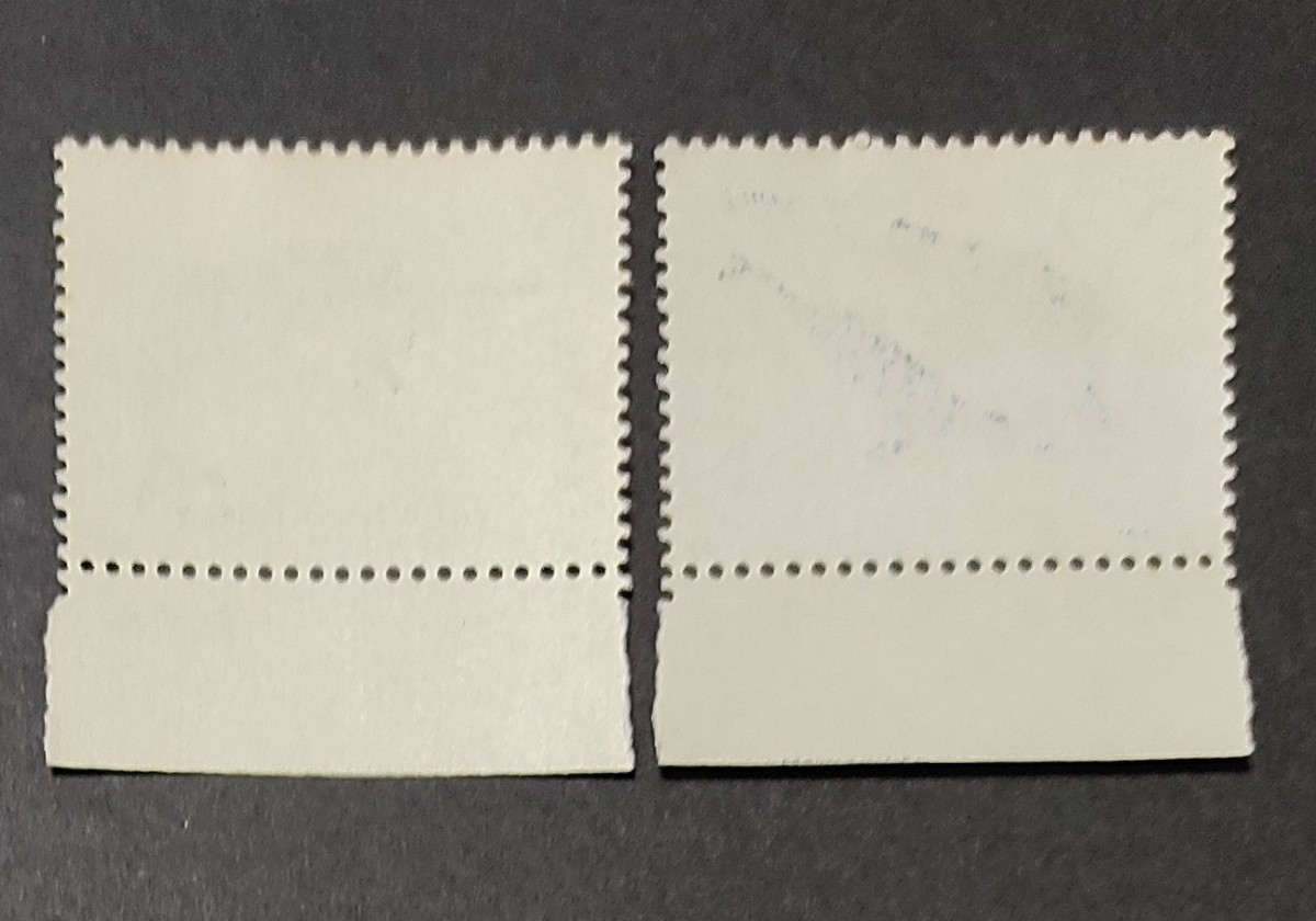 中国切手 未使用 揚子江河イルカ 2種完 記念切手 単片2枚 　耳付き　1980年　_画像2