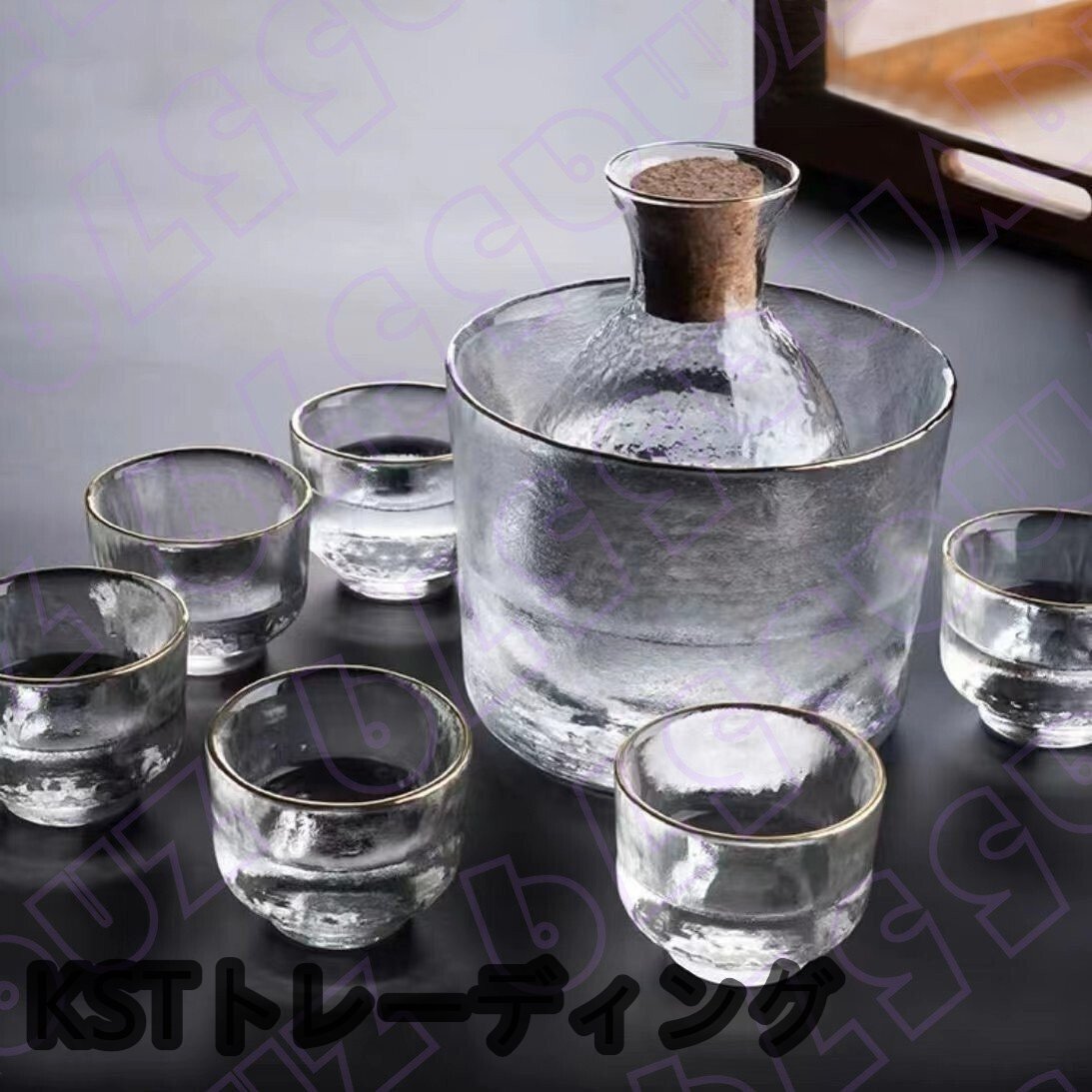  glass sake cup and bottle set cold sake cup and bottle 8 point set cold sake glass heat-resisting .. heat insulation sake bottle cup .... house .... only Father's day both parent japan sake shochu gift 