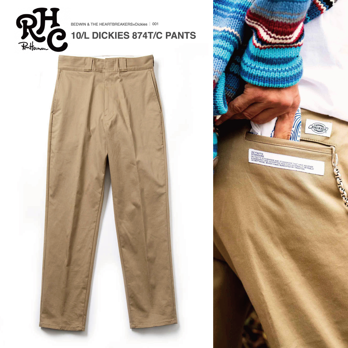 【名作】ロンハーマン RHC & THE HEARTBREAKERS BEDWIN × DICKIES 10L コラボ ワークパンツ S RonHerman California_画像1