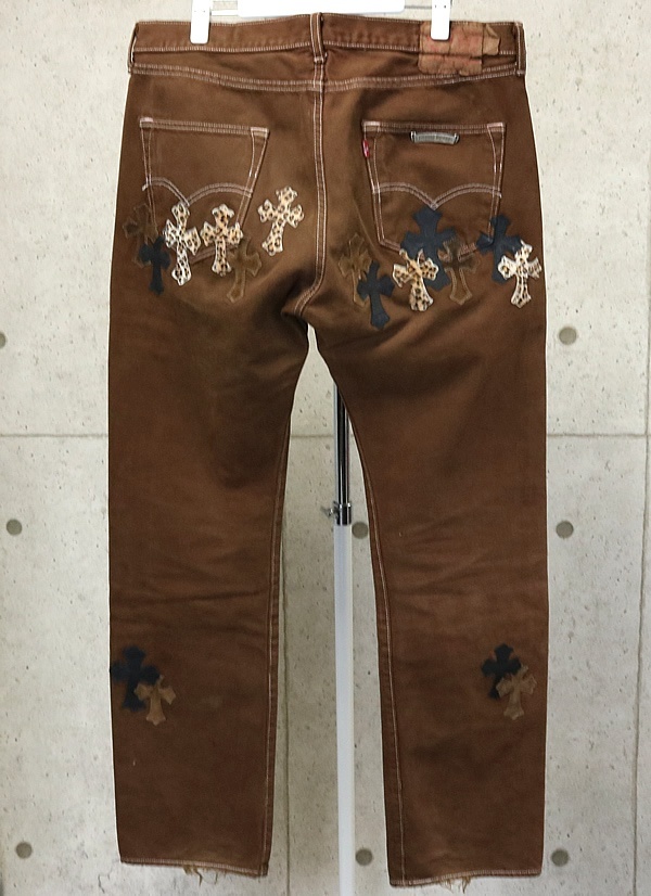 CHROME HEARTS 銀座店 クロムハーツ 新品 リーバイス 501 レオパードパッチ パンツ メンズ 36インチ ブラウン 94505_画像2