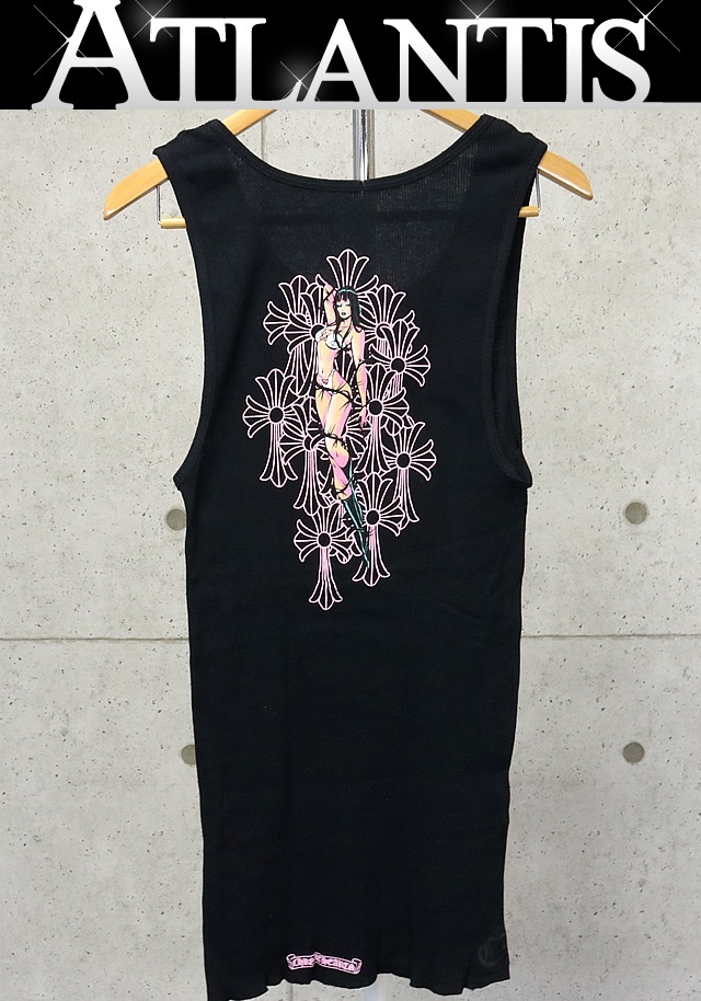 CHROME HEARTS 銀座店 クロムハーツ 新品 Deadly Doll タンクトップ メンズ size:L 黒×ピンク 93952_画像1