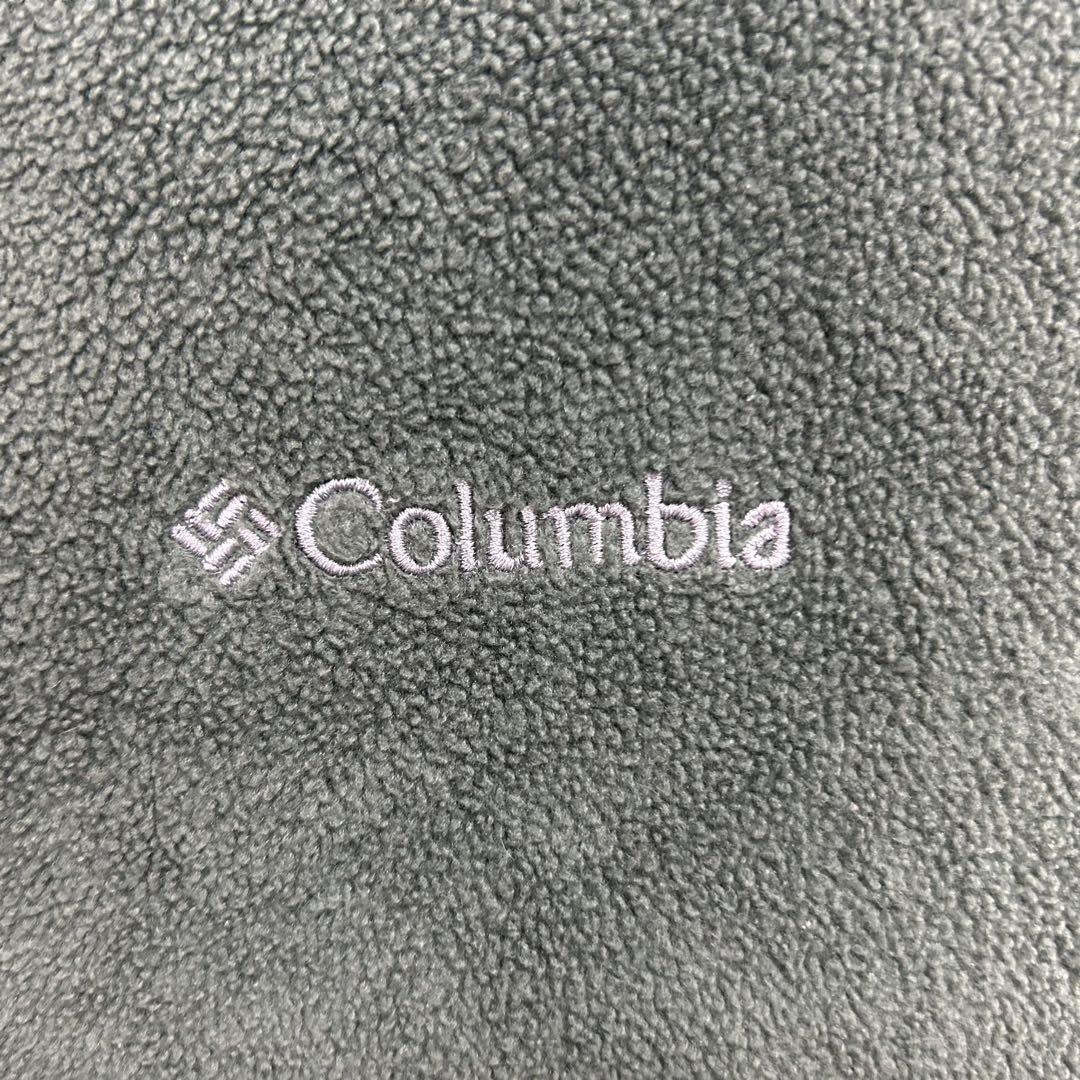 コロンビア 刺繍ロゴ フリースベスト 美品 グリーン XL
