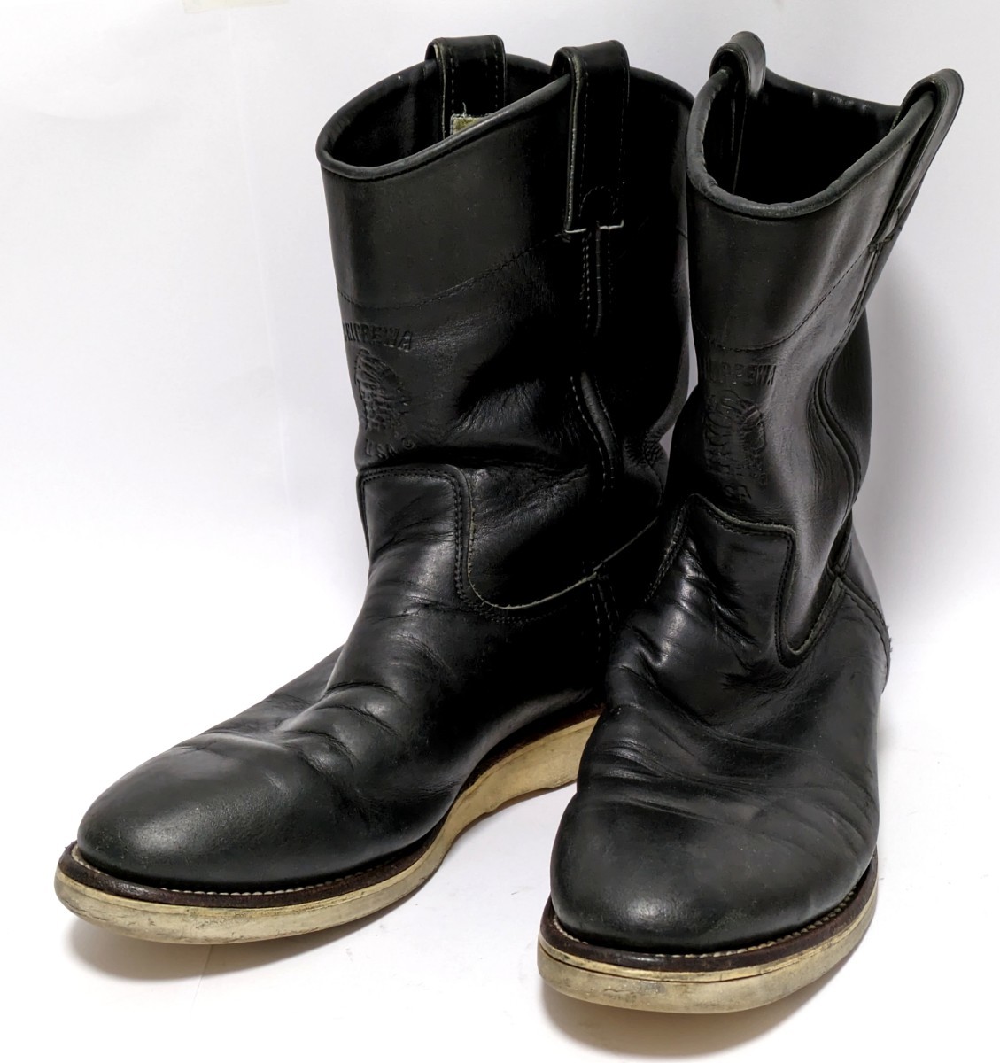 CHIPPEWA　26.5cm　ペコスブーツ　高級靴　本革　ブラック　アメカジ　ブーツ　メンズ　レザー　プレーントゥ　紳士靴　送料無料_画像3
