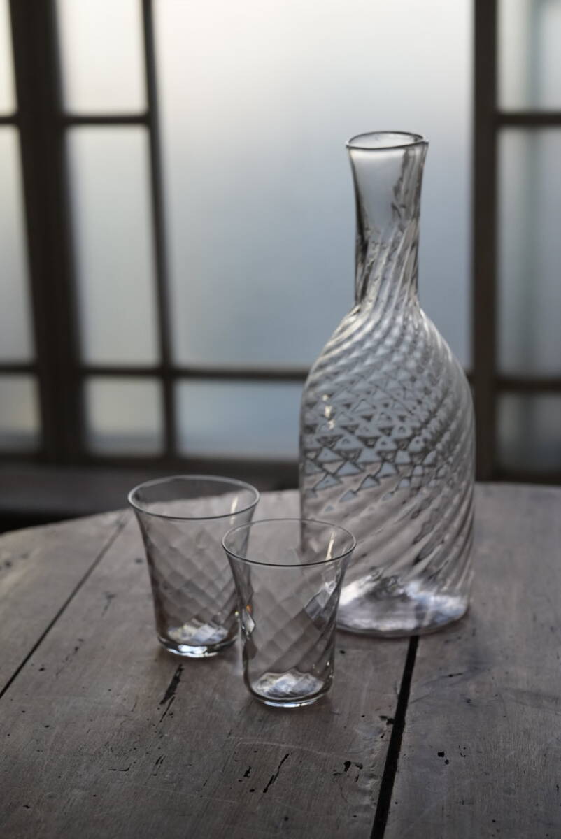 古い型吹きガラスのツイストグラス / 19-20世紀・フランス / 硝子 ワイングラス アンティーク 古道具の画像9