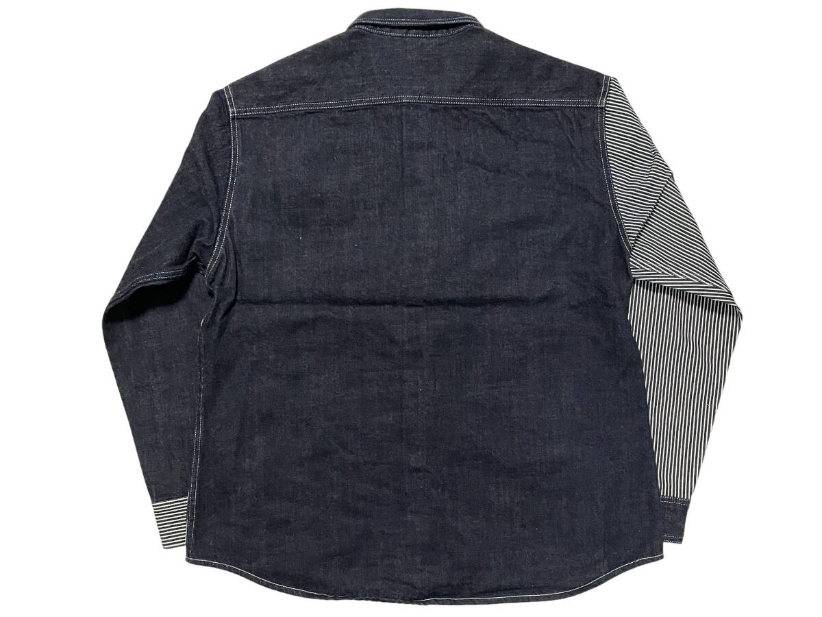 未使用品 XXL KOJIMA GENES 児島ジーンズ RNB-281S MULTI COMBO WORK SHIRT マルチコンボワークシャツ ヒッコリー インディゴ デニム_画像2