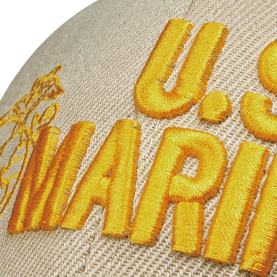 USMC U.S.MARINES アメリカ海兵隊 ミリタリーキャップ 3D刺繍 アポロキャップ サンドカラー(ベージュ系) 帽子