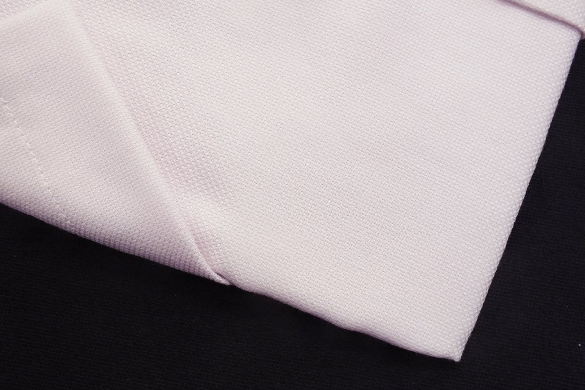 3【Camiciaio】カミチャイオ（百貨店ブランド） ホリゾンタルカラー・ピンク系無地・綿100％・ 形態安定半袖シャツ/42の画像4