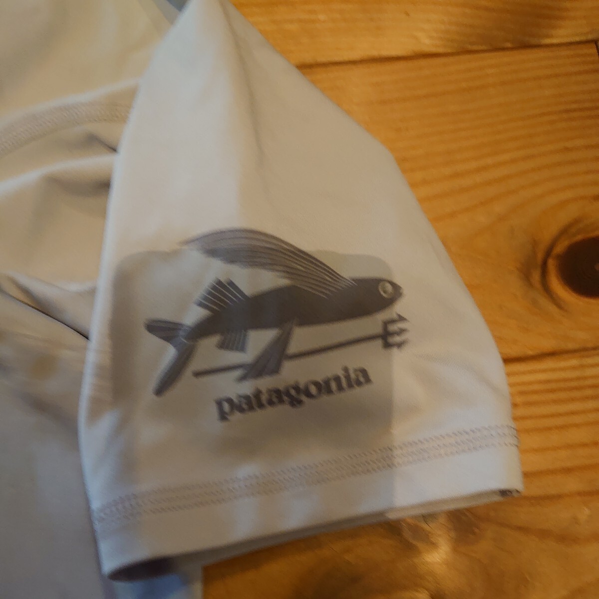 * rare goods patagonia Patagonia Rush Guard speed .. material light gray USA made fish Logo size M*