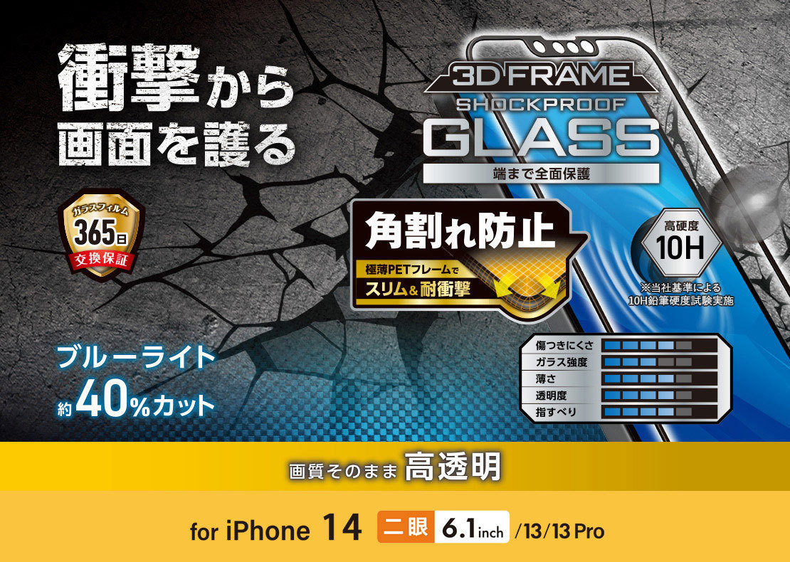 エレコムiPhone14ガラスフィルム衝撃吸収ブルーライトカットPM-A22AFLGZFBL/iPhone14用背面フィルムゴリラガラス6.1インチPM-A22AFLGOUCR_画像3