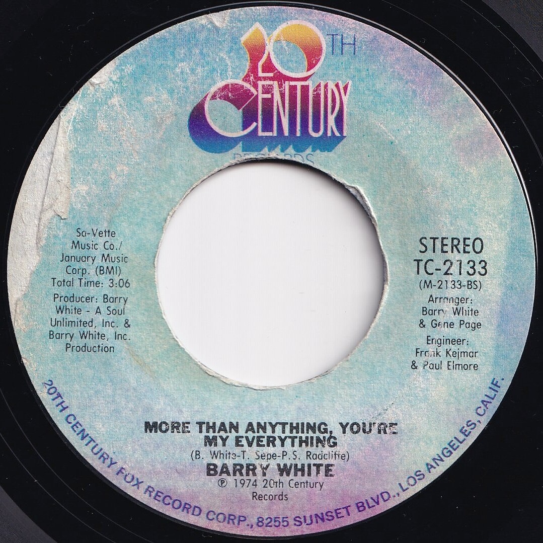 Barry White You're The First, The Last, My Everything 20th Century US TC-2133 206312 DISCO ソウル ディスコ レコード 7インチ 45_画像2