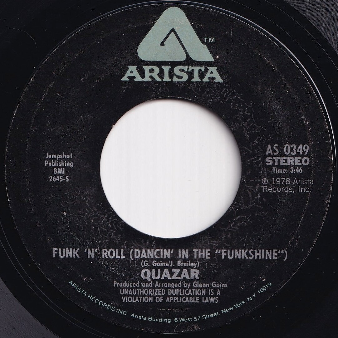 Quazar Funk 'n' Roll / Savin' My Love For A Rainy Day Arista US AS 0349 206316 SOUL FUNK ソウル ファンク レコード 7インチ 45の画像1