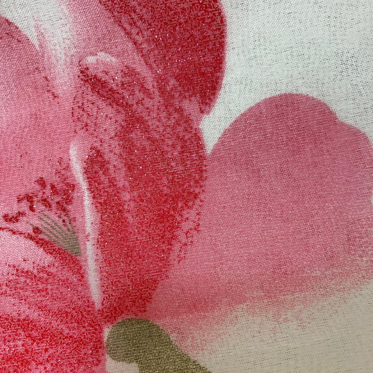 幅100×丈55 カフェカーテン 大柄 ピンク色 花柄 1枚 ラメ のれん 小窓