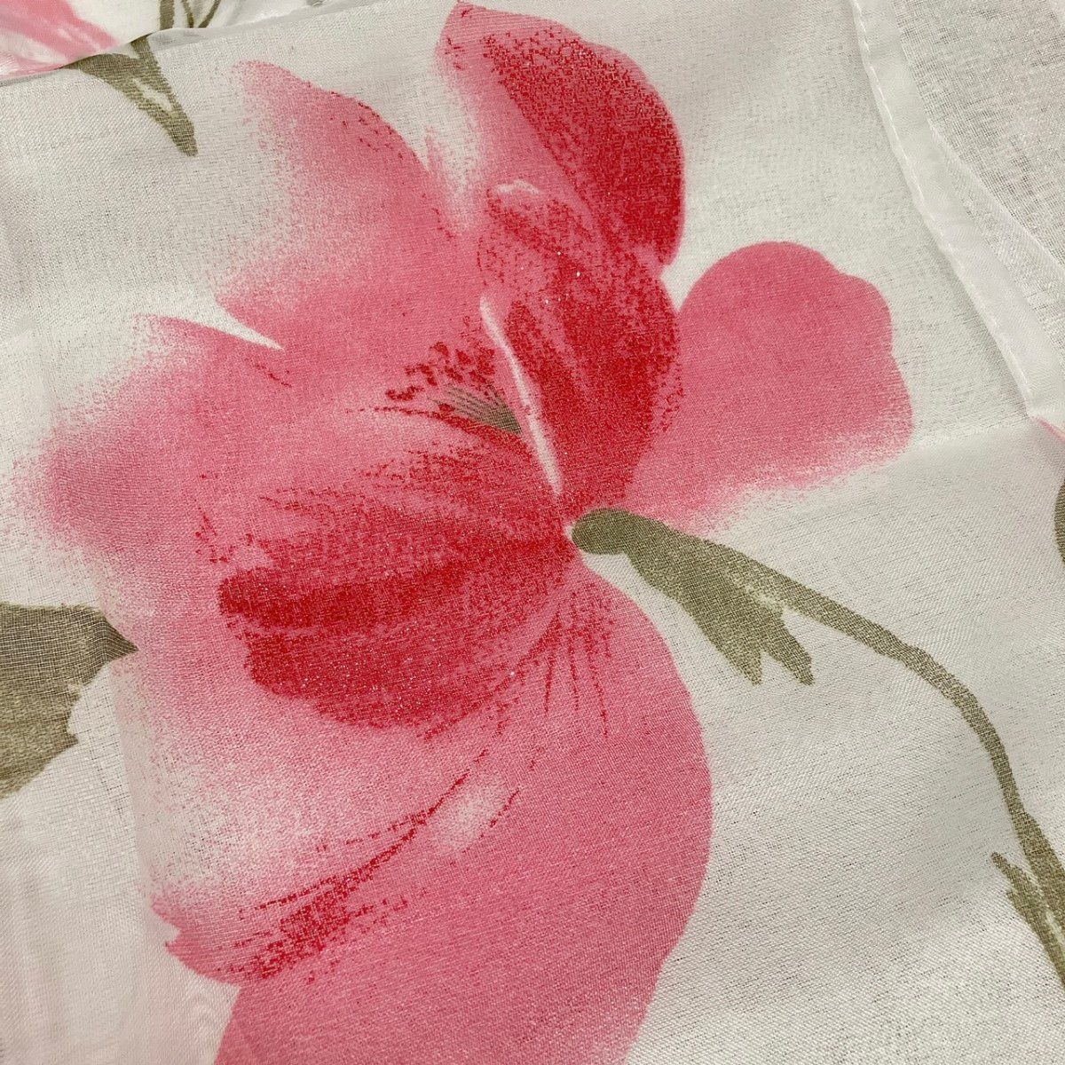幅100×丈55 カフェカーテン 大柄 ピンク色 花柄 1枚 ラメ のれん 小窓