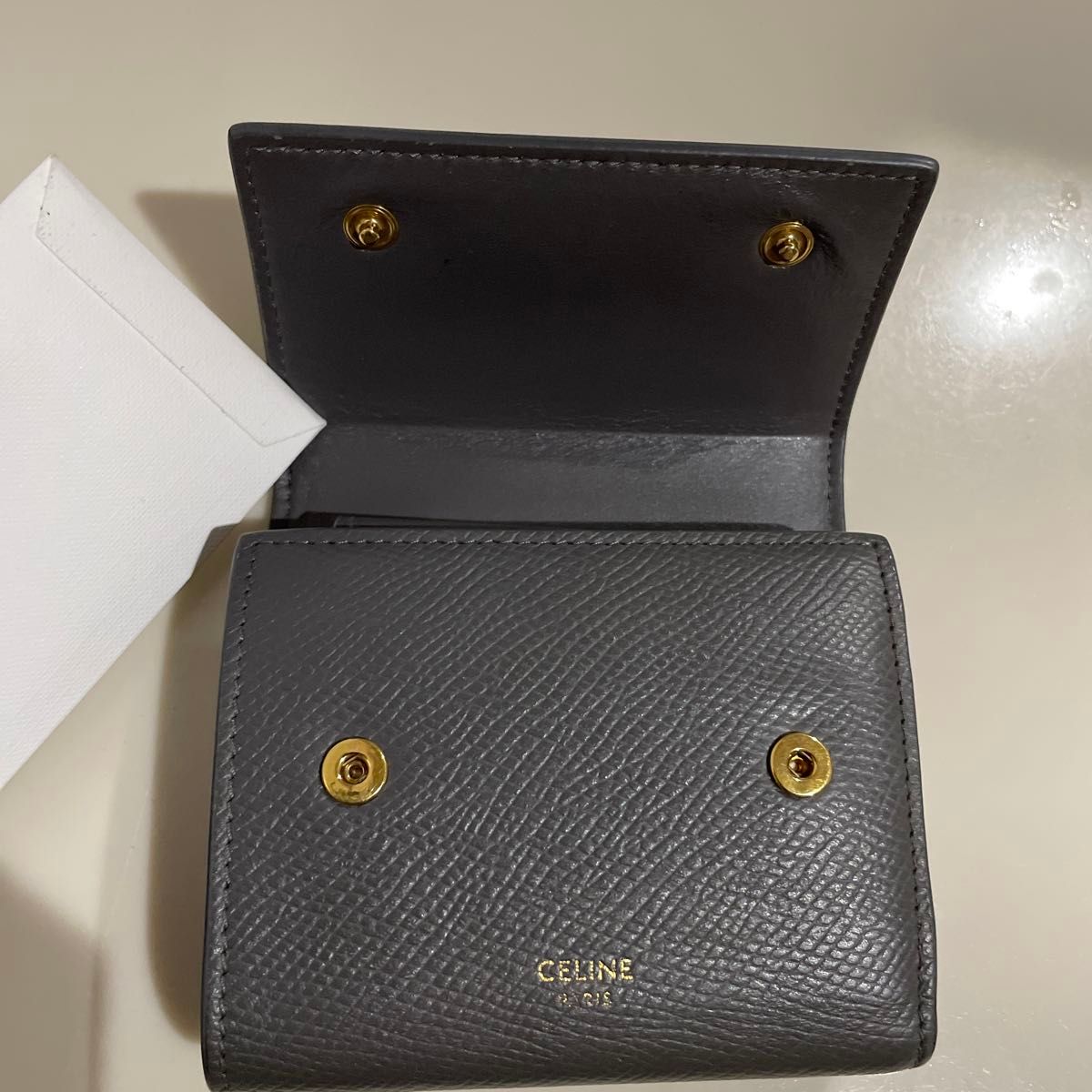 セリーヌ CELINE 二つ折り財布 スモールウォレット グレー 財布 レザー