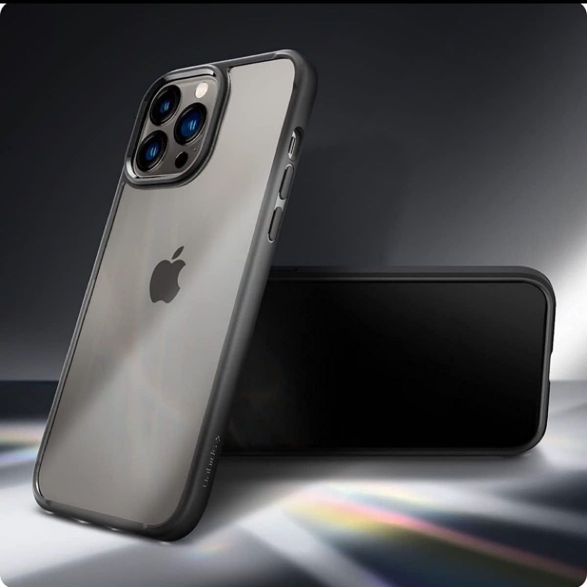 iPhone14Pro用ケース 耐衝撃 快適手触り 強化 高級 TPU素材 透明 クリアカバー  ブラックxクリア スマホケース