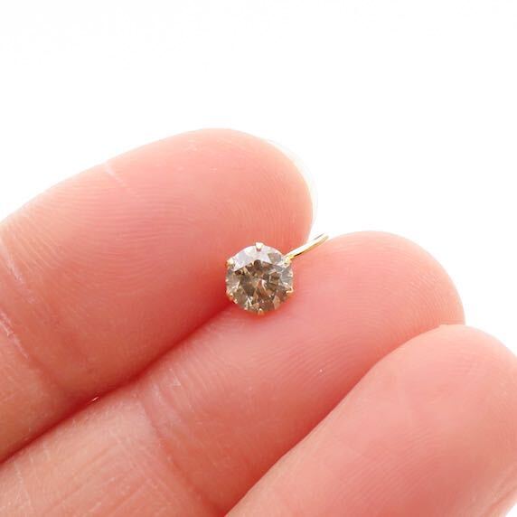 K18YG ダイヤモンド0.42ctトップ 一粒ダイヤ チャーム お買い得 新品 ブラウン系ダイヤモンド 天然ダイヤペンダントトップ 0.4刻印の画像5