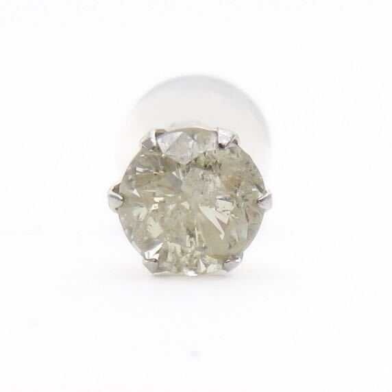 Pt900 天然ダイヤモンド0.48ct 片耳ピアス プラチナ900製 片方のみ 一粒ダイヤピアス ホワイト〜イエローカラー　お買い得！！新品_画像1